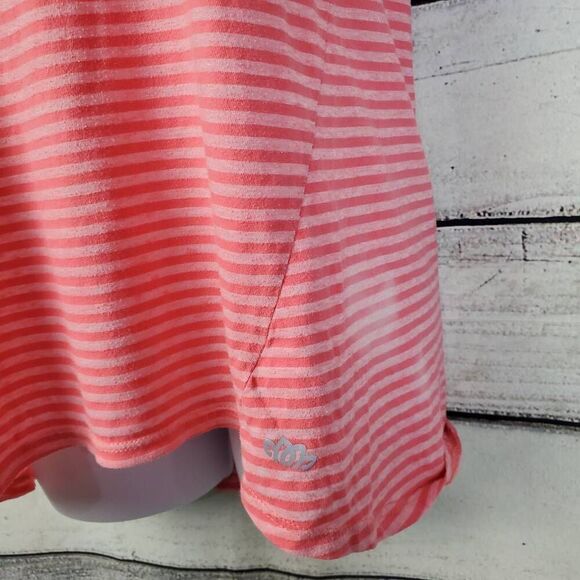 Maurices Coral Pink Striped Tank Top M Lightweight Racerback Casual Summer - Picture 2 of 6